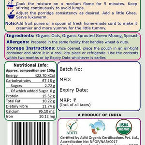 TummyFriendly Foods Certified Oats Porridge Mixes - Stage1, Stage2, Stage3 | Rich in Beta-Glucan, Protein & Fibre|3 Packs, 50g Each Cereal (150 g, Pack of 3) - EarthBased 