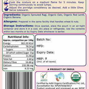 TummyFriendly Foods Certified Ragi Porridge Mixes - Stage1, Stage2, Stage3 | Rich in Calcium, Iron, Fibre & Micro-Nutrients |3 Packs, 50g Each Cereal (150 g, Pack of 3) - EarthBased 