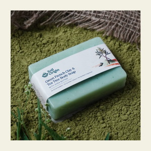 Green French Clay & Tea Tree Body Soap With Shea Butter - 100 Gm | Pack of 2 - EarthBased 