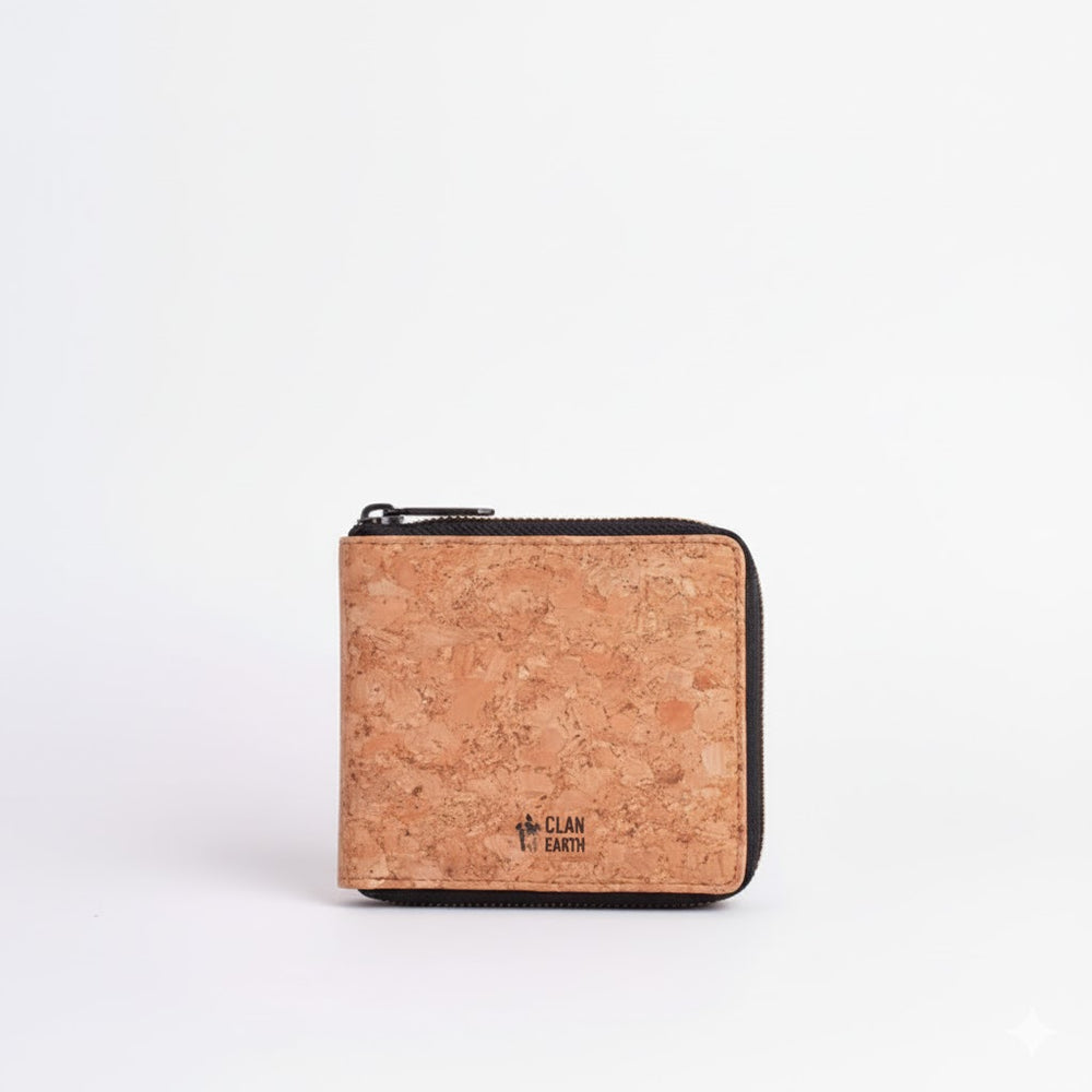 Kiwi Cork Zip Wallet - Tan | Clan Earth - EarthBased 