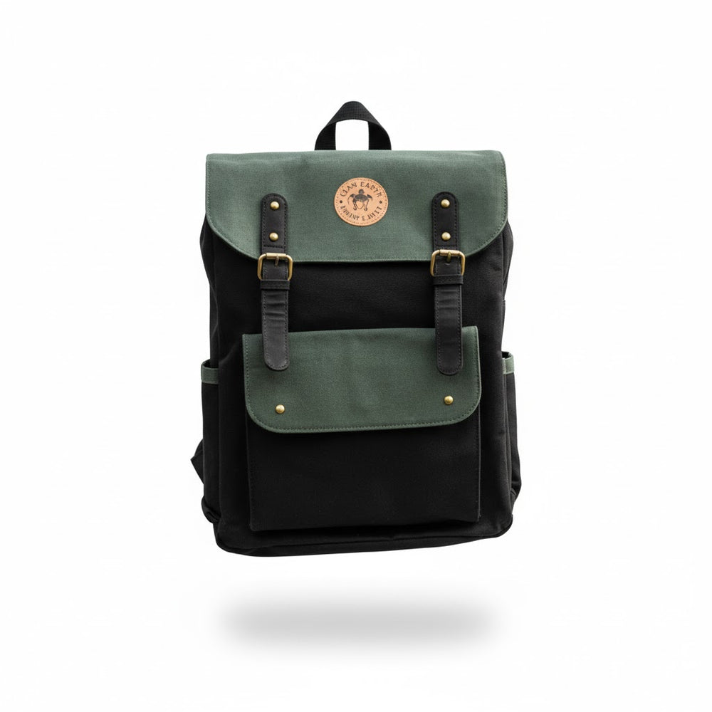 Dugong Backpack - Olive Green & Charcoal Black | Clan Earth - EarthBased 