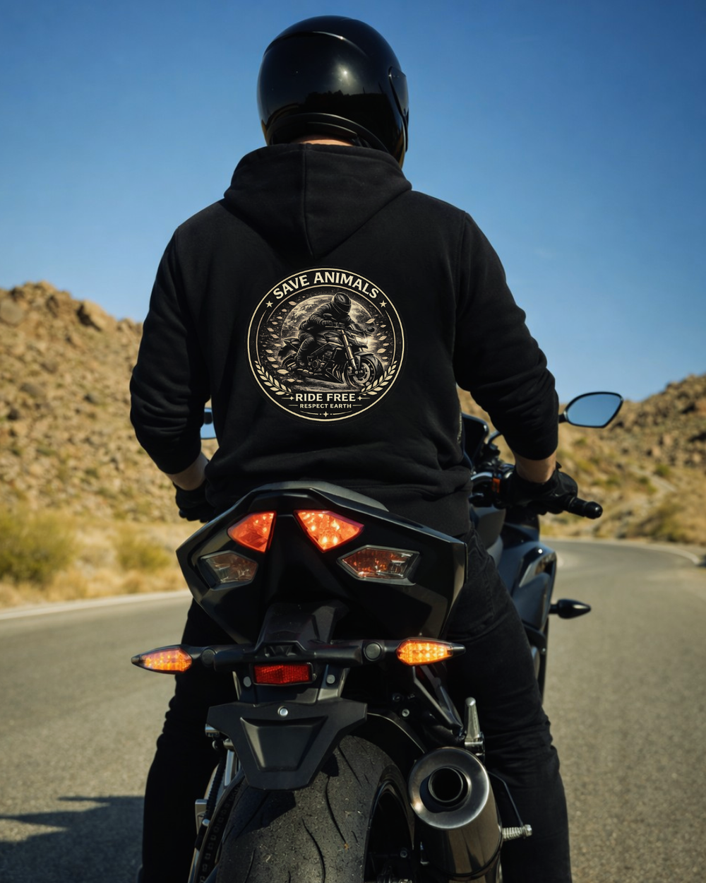 Hoodies - Save animals, Ride Free (Male) — Earthbased