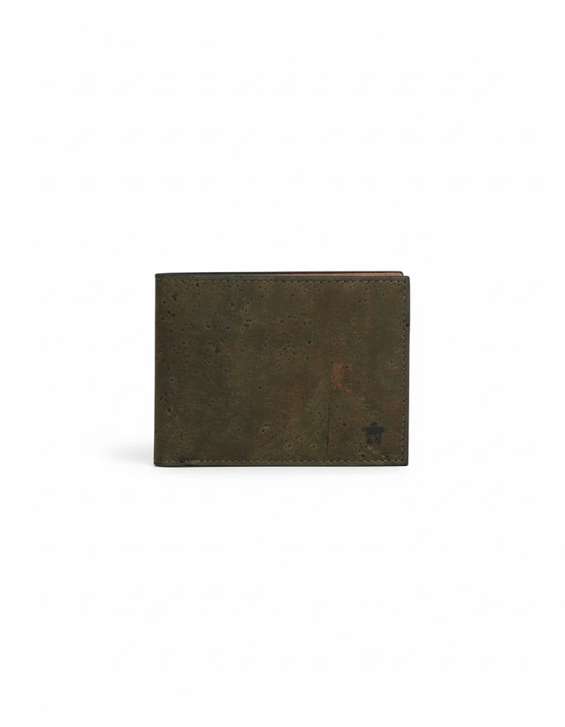 Kakapo Bifold Cork Wallet - Olive Green | Clan Earth - EarthBased 