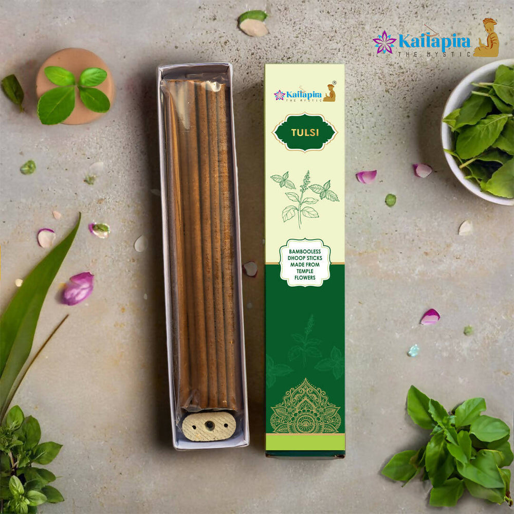Kailapira Tulsi Incense Sticks – 8” Premium Dhoop Batti, Incense Sticks (Pack of 20) | Pack of 2 - EarthBased 