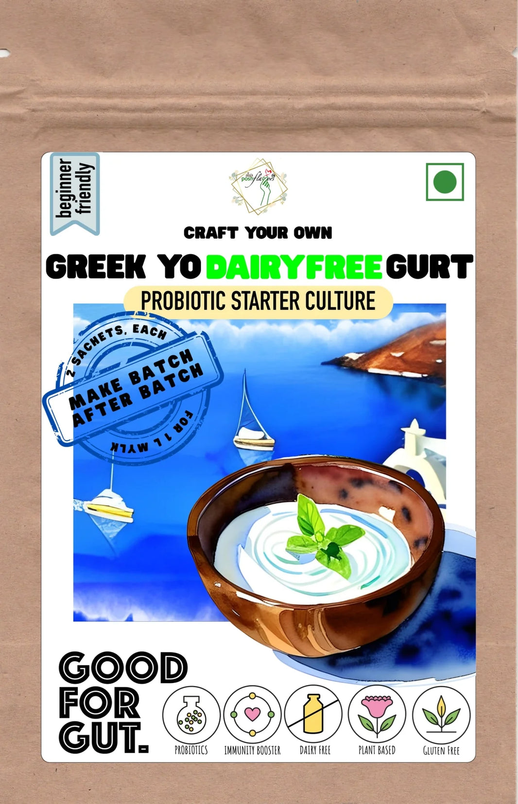 Greek Yo -Dairy Free- Gurt Starter | Make Batch-After-Batch at Home Easily | Imported from Europe by Posh Flavors - EarthBased 