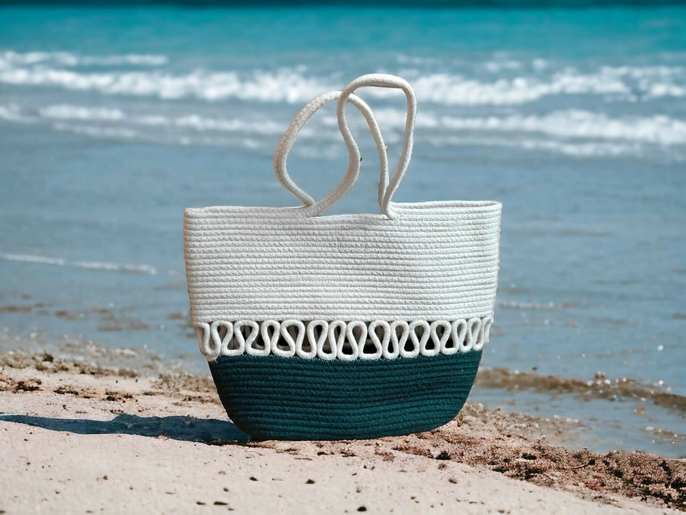 Cream & Brown lines Tote bag - EarthBased 