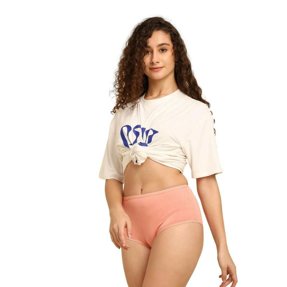 Bamboo Fabric Women's Hipster Panty | Peach and Black | Set of 2 - EarthBased 