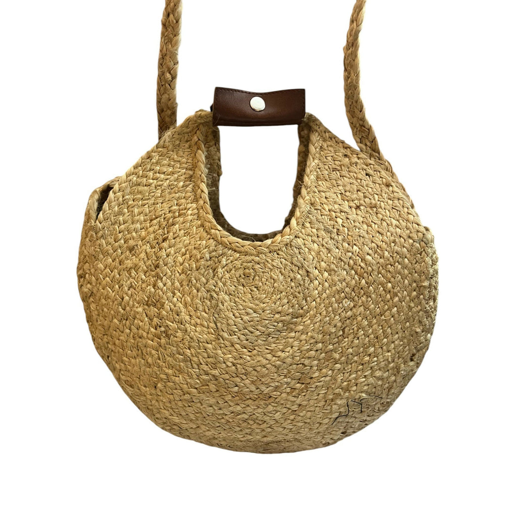 Round ethnic sling bag in jute from ONEarth, product photo 4