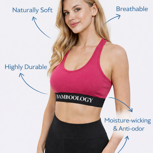 Bamboology Bamboo Fabric Sports Bra for Women | Ultra-Soft, Breathable, Sweat-Wicking Activewear | Fuchsia - EarthBased 