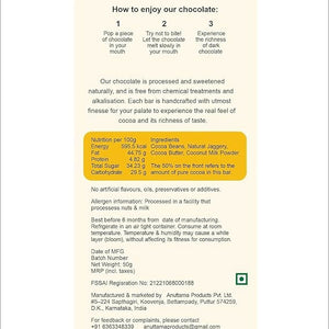 ANUTTAMA Dark Chocolate 50% Cocoa Combo of Bella Tharai (50g x 2) No Artificial Flavours & Colors| No Preservatives | Natural Chocolate Bar | Chocolate for Gift - EarthBased 