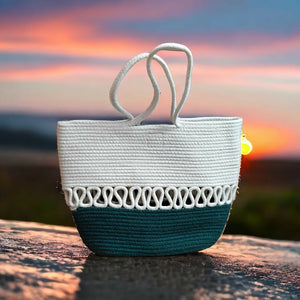 Cream & Brown lines Tote bag - EarthBased 